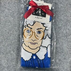 Red Ribbon Golden Girls Sophia Blue and White tall Graphic Socks